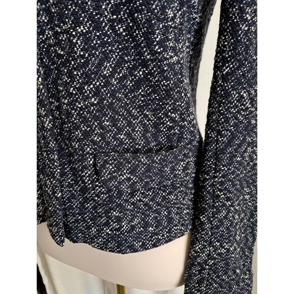 J.Crew Tweed Long Sleeve Zip Fasten Collarless Jacket Blue White Size XS - Picture 4 of 12